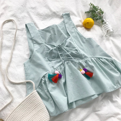 Maieu scurt de vară cu cravate în trei culori