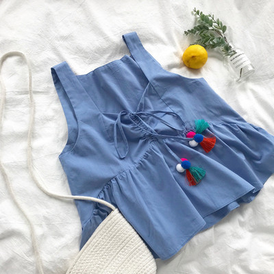 Maieu scurt de vară cu cravate în trei culori