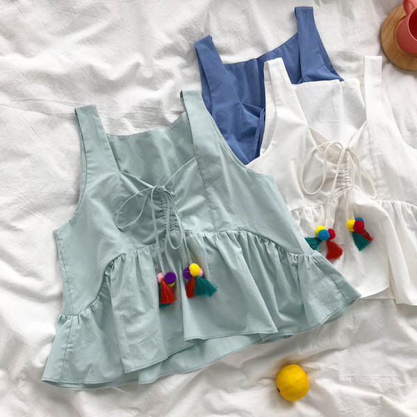 Maieu scurt de vară cu cravate în trei culori