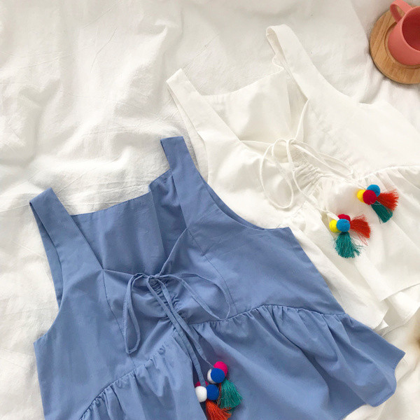 Maieu scurt de vară cu cravate în trei culori