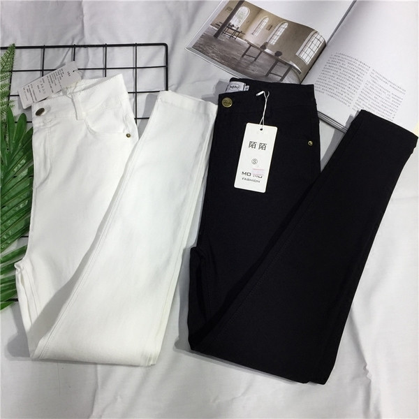 Jambiere de damă de zi cu zi cu talie înaltă în alb și negru