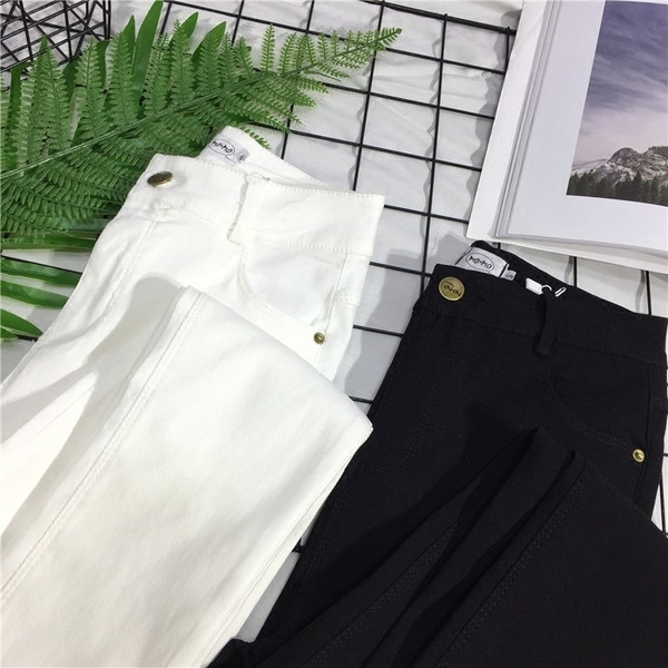 Jambiere de damă de zi cu zi cu talie înaltă în alb și negru