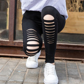 Jambiere de damă rupte cu talie înaltă în negru și gri