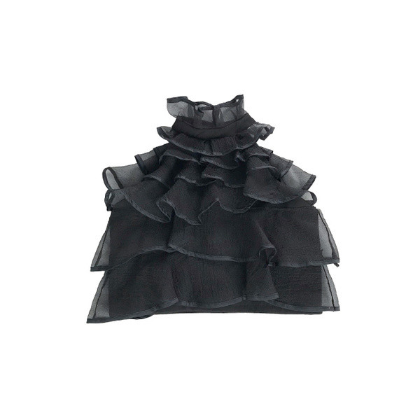 Стилен дамски къс потник с тюл в два цвята