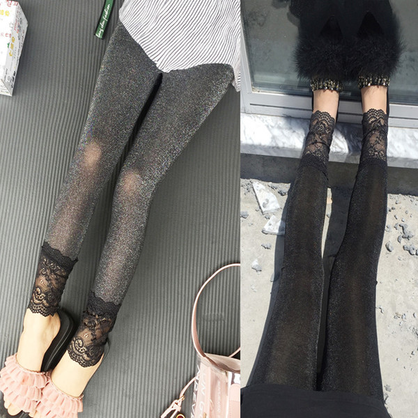 Γυναικείο κολάν με δαντέλα σε δύο χρώματα