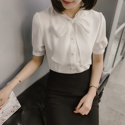 Γυναικείο σιφόν πουκάμισο με 3/4 μανίκι και στοιχείο κορδέλα