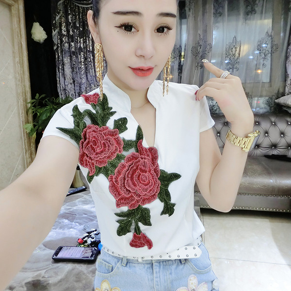 Cămașă de damă în două culori cu motiv floral