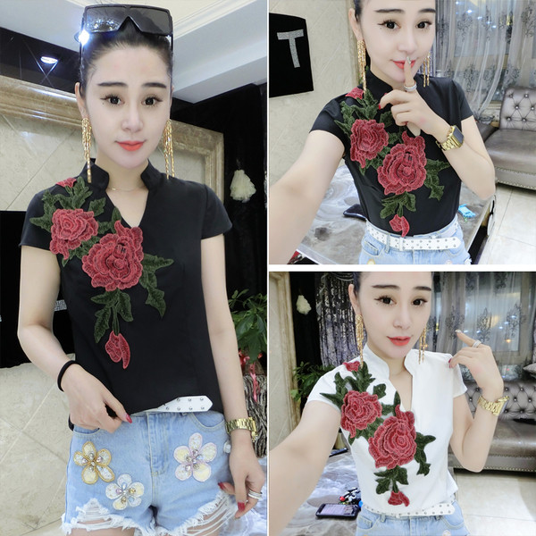 Cămașă de damă în două culori cu motiv floral