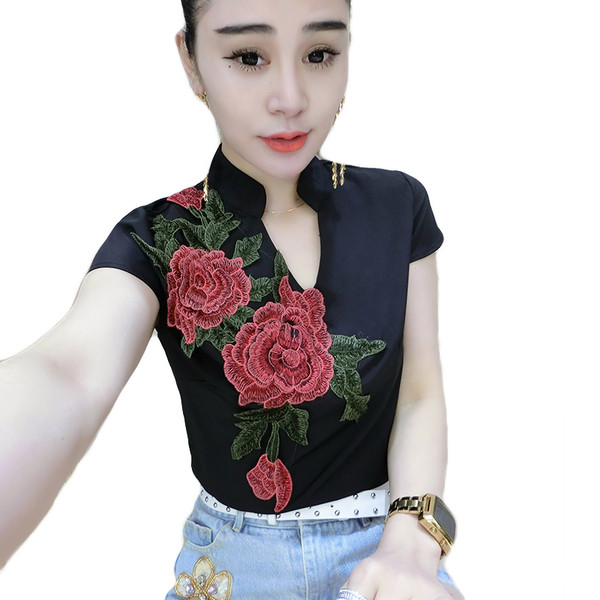 Cămașă de damă în două culori cu motiv floral