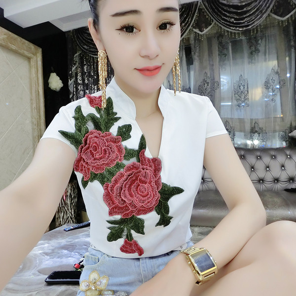 Cămașă de damă în două culori cu motiv floral