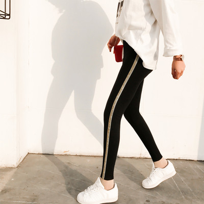 Jambiere lungi moderne de damă în negru cu margini strălucitoare