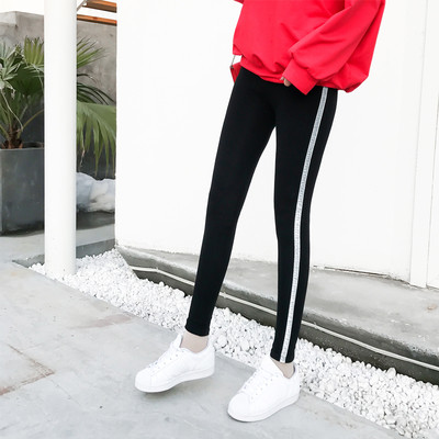 Jambiere lungi moderne de damă în negru cu margini strălucitoare