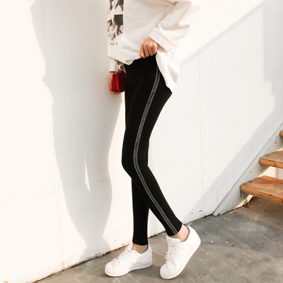 Jambiere lungi moderne de damă în negru cu margini strălucitoare