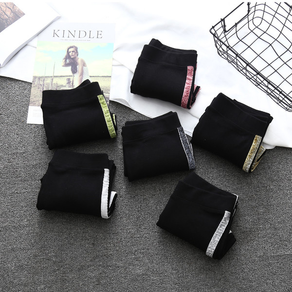 Jambiere lungi moderne de damă în negru cu margini strălucitoare