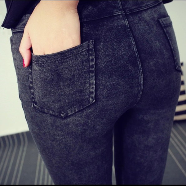 Jambiere de dama moderni cu talie inalta in doua culori cu nasturi de decor