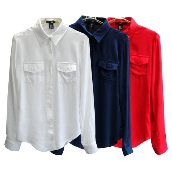 Cămașă elegantă de damă în mai multe culori cu buzunare decorate