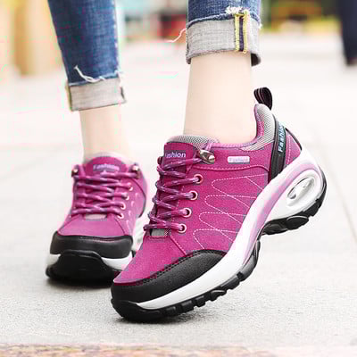 Cizme de drumeție de damă cu șireturi și talpă aspră în patru culori