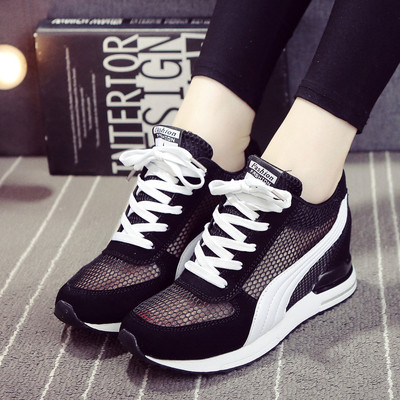 Дамски мрежести маратонки на платформа в три цвята