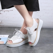 Sandale de dama moderne cu talpa joasa in culoarea alba