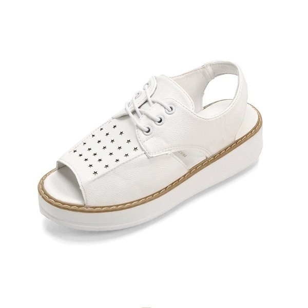 Sandale de dama moderne cu talpa joasa in culoarea alba