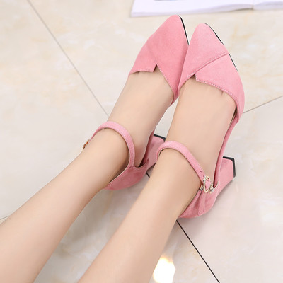 Sandale ascuțite de damă cu toc mic în trei culori