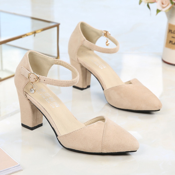 Sandale ascuțite de damă cu toc mic în trei culori