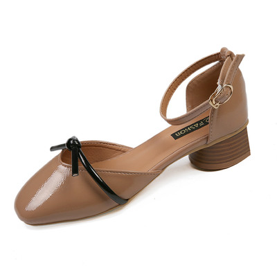 Sandale de dama moderne cu toc patrat jos in doua culori