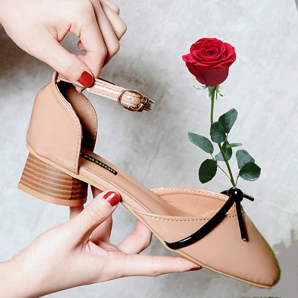 Sandale de dama moderne cu toc patrat jos in doua culori