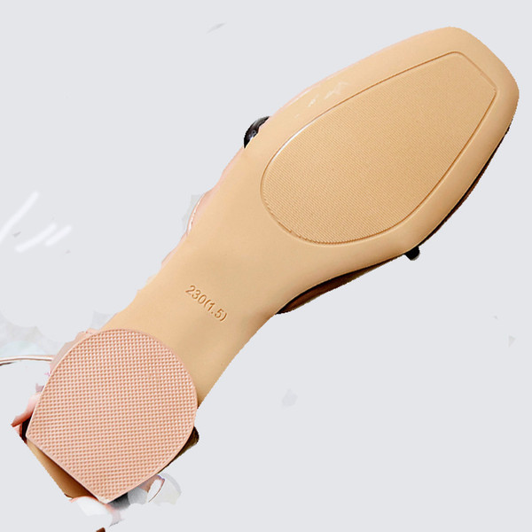 Sandale de dama moderne cu toc patrat jos in doua culori