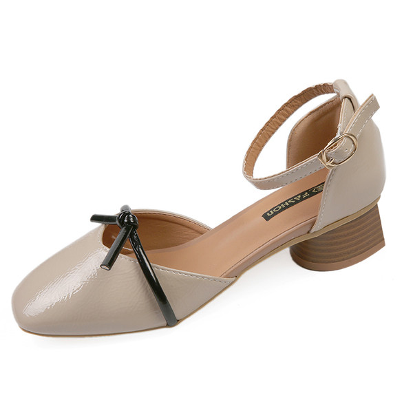 Sandale de dama moderne cu toc patrat jos in doua culori