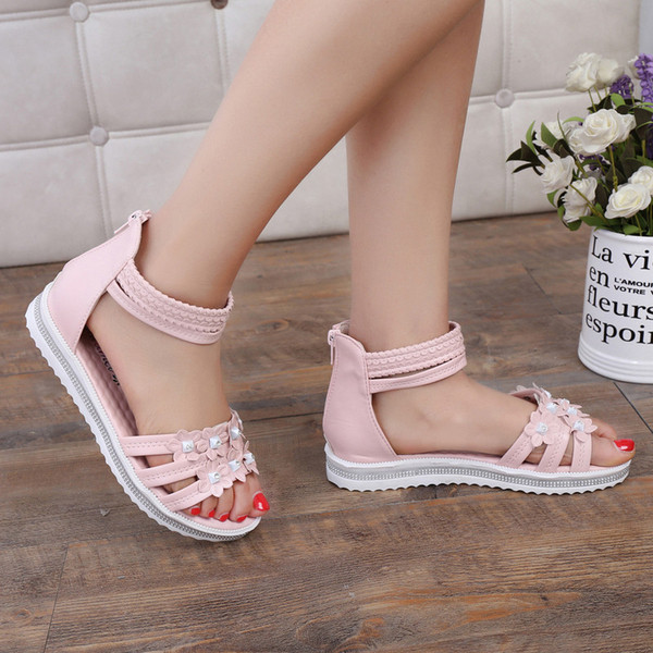 Дамски ежедневни сандали с флорални мотиви в няколко цвята