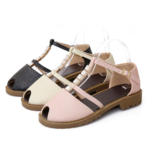 Sandale de dama moderne in negru crem si roz