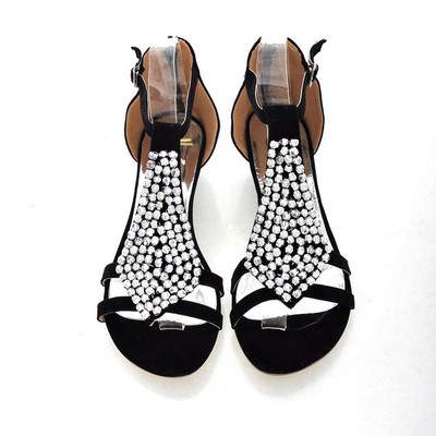 Дамски ежедневни сандали с декоративни камъни в три цвята