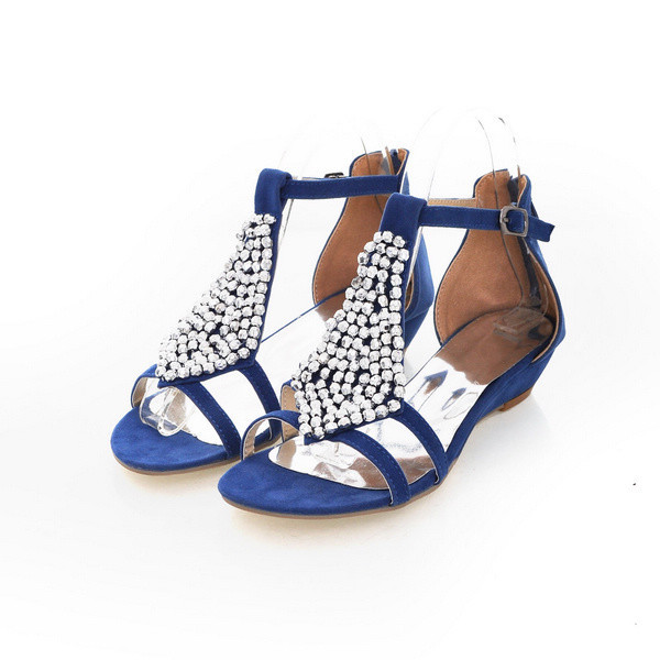Дамски ежедневни сандали с декоративни камъни в три цвята