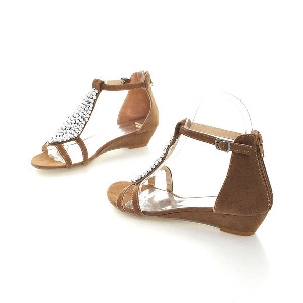 Дамски ежедневни сандали с декоративни камъни в три цвята