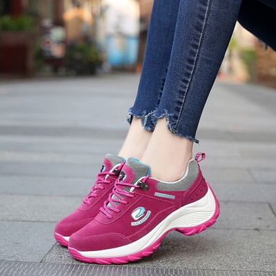 Pantofi de drumeție de damă cu talpă înaltă în trei culori