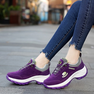 Pantofi de drumeție de damă cu talpă înaltă în trei culori