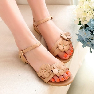 Sandale casual dama cu elemente florale 3D in doua culori