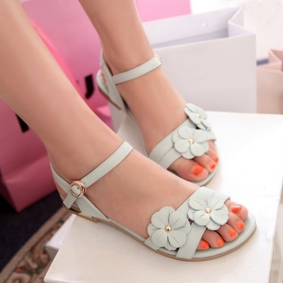 Sandale casual dama cu elemente florale 3D in doua culori