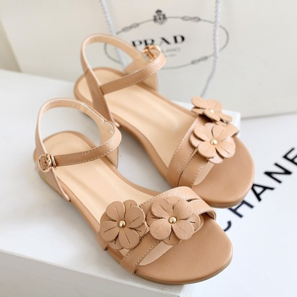 Sandale casual dama cu elemente florale 3D in doua culori