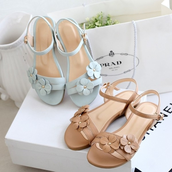 Sandale casual dama cu elemente florale 3D in doua culori