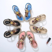 Дамски модерни сандали с 3D декорации етно стил в четири цвята