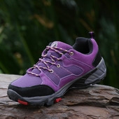 Дамски туристически обувки с връзки в лилав цвят