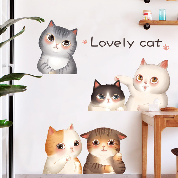 3D αυτοκόλλητο δωμάτιο - γατάκια