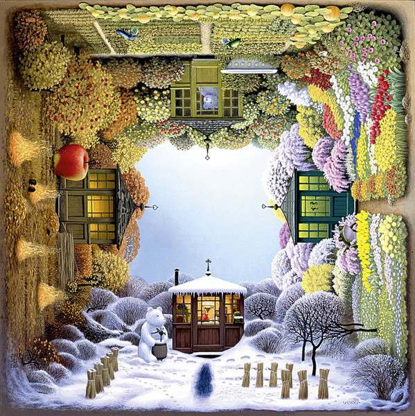 Пъзел от 900 части - Пейзаж, цветя и животни