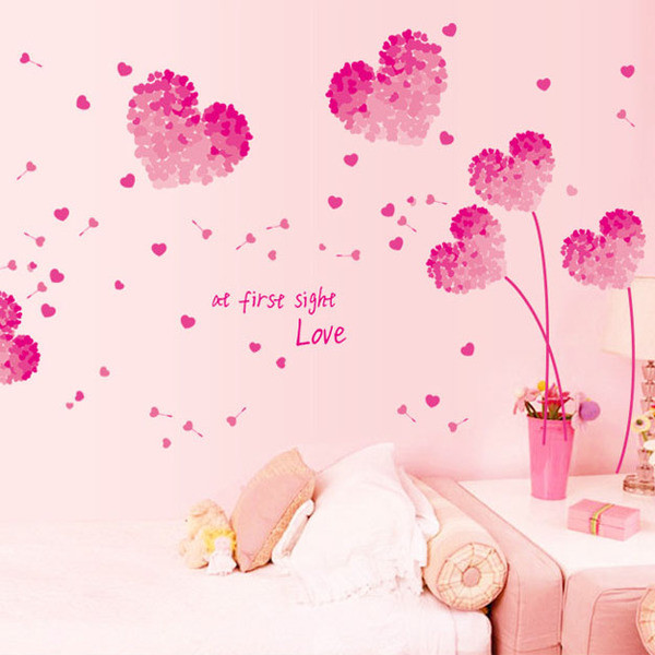 Αυτοκόλλητα καρδιές για διακόσμηση τοίχων, θυρών και άλλων επιφανειών σε τέσσερα χρώματα