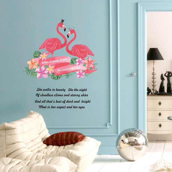 Αυτοκόλλητα τοίχου-φλαμίνγκο σε τρία μοντέλα