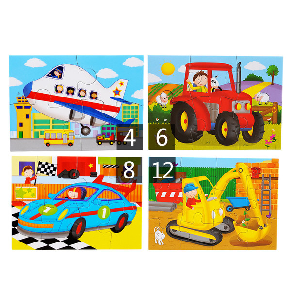 Пъзел от 12 части - 4 броя в кутия различни картини 