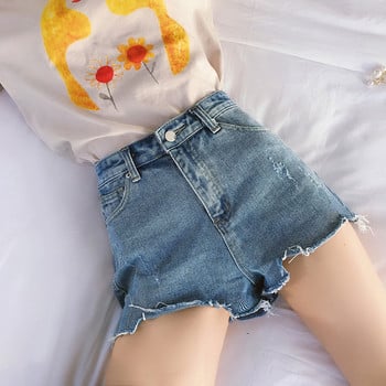 Γυναικεία μοντέρνα short jeans σε μαύρο και μπλε χρώμα