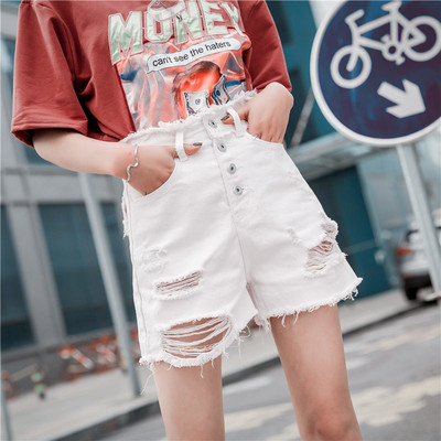 Модерни къси дамски дънки в червен, черен и бял цвят